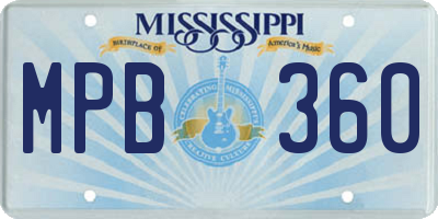 MS license plate MPB360