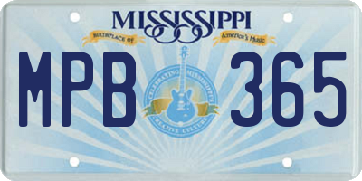 MS license plate MPB365