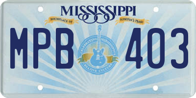 MS license plate MPB403