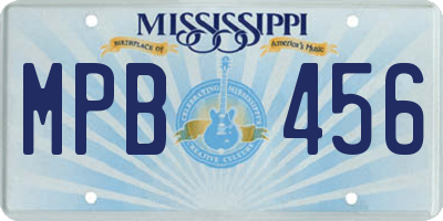 MS license plate MPB456
