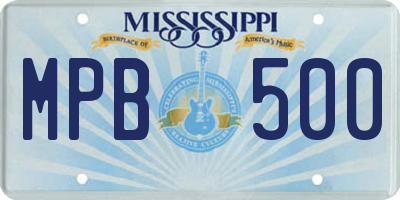 MS license plate MPB500