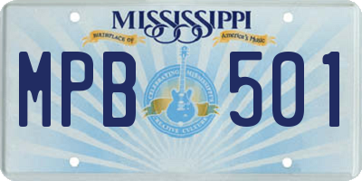 MS license plate MPB501