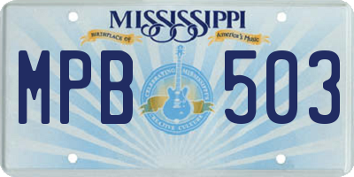 MS license plate MPB503