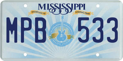 MS license plate MPB533