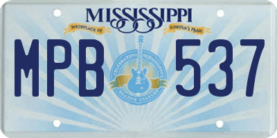 MS license plate MPB537