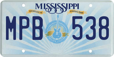 MS license plate MPB538