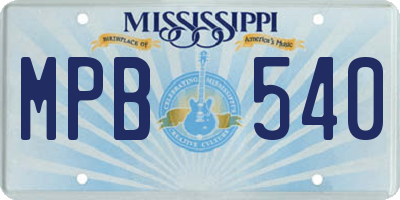 MS license plate MPB540