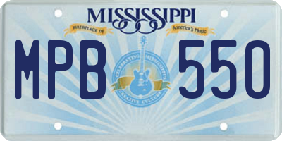 MS license plate MPB550