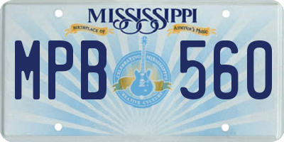 MS license plate MPB560