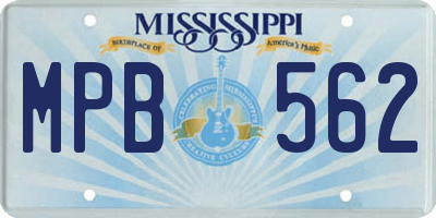 MS license plate MPB562