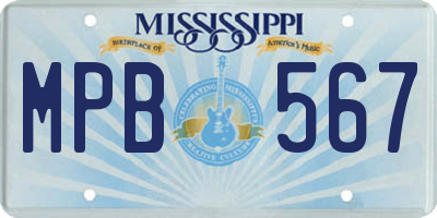 MS license plate MPB567