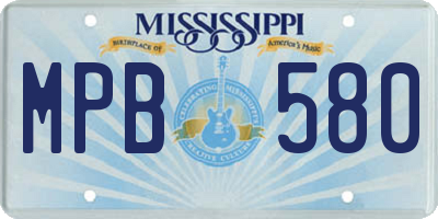MS license plate MPB580
