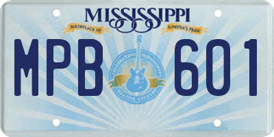 MS license plate MPB601