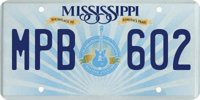 MS license plate MPB602
