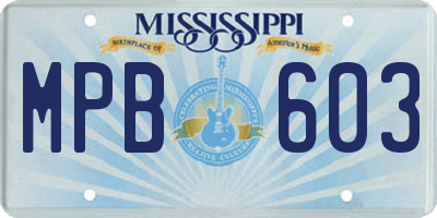 MS license plate MPB603