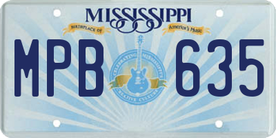 MS license plate MPB635