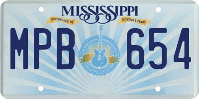 MS license plate MPB654