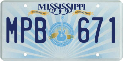 MS license plate MPB671