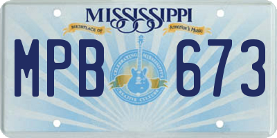 MS license plate MPB673