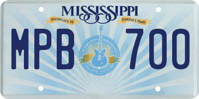 MS license plate MPB700
