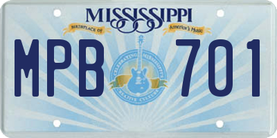 MS license plate MPB701