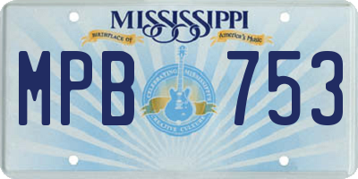 MS license plate MPB753