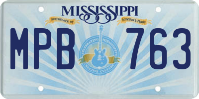 MS license plate MPB763