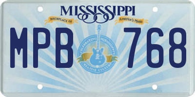 MS license plate MPB768