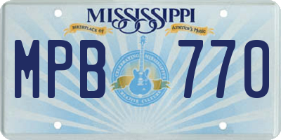 MS license plate MPB770
