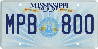 MS license plate MPB800