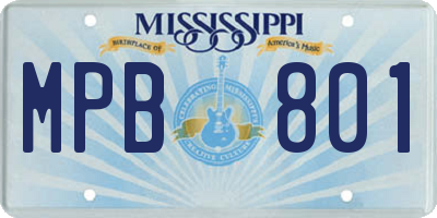 MS license plate MPB801