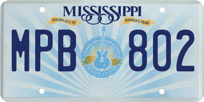 MS license plate MPB802