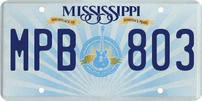 MS license plate MPB803