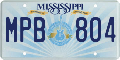 MS license plate MPB804