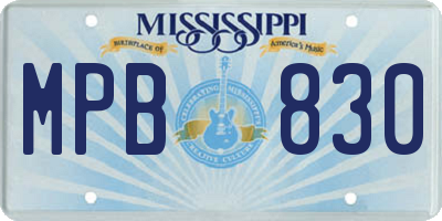 MS license plate MPB830