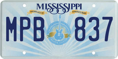 MS license plate MPB837