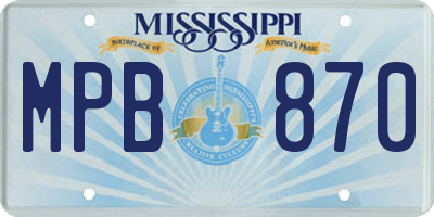 MS license plate MPB870
