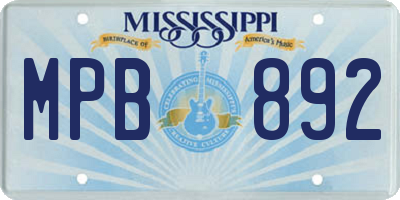 MS license plate MPB892