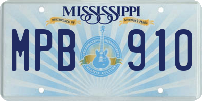 MS license plate MPB910