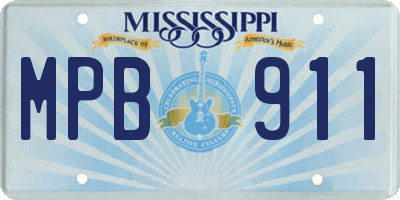 MS license plate MPB911