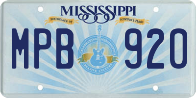 MS license plate MPB920