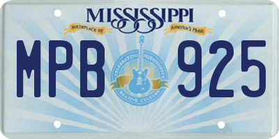 MS license plate MPB925