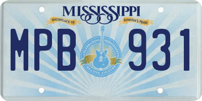 MS license plate MPB931