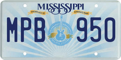MS license plate MPB950