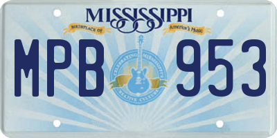 MS license plate MPB953