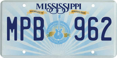 MS license plate MPB962