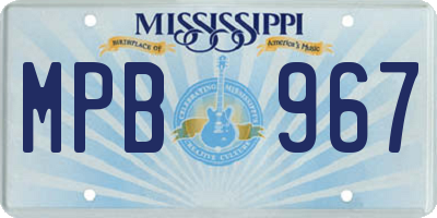 MS license plate MPB967