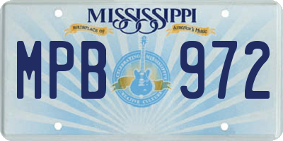 MS license plate MPB972