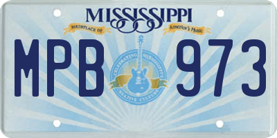 MS license plate MPB973