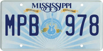 MS license plate MPB978